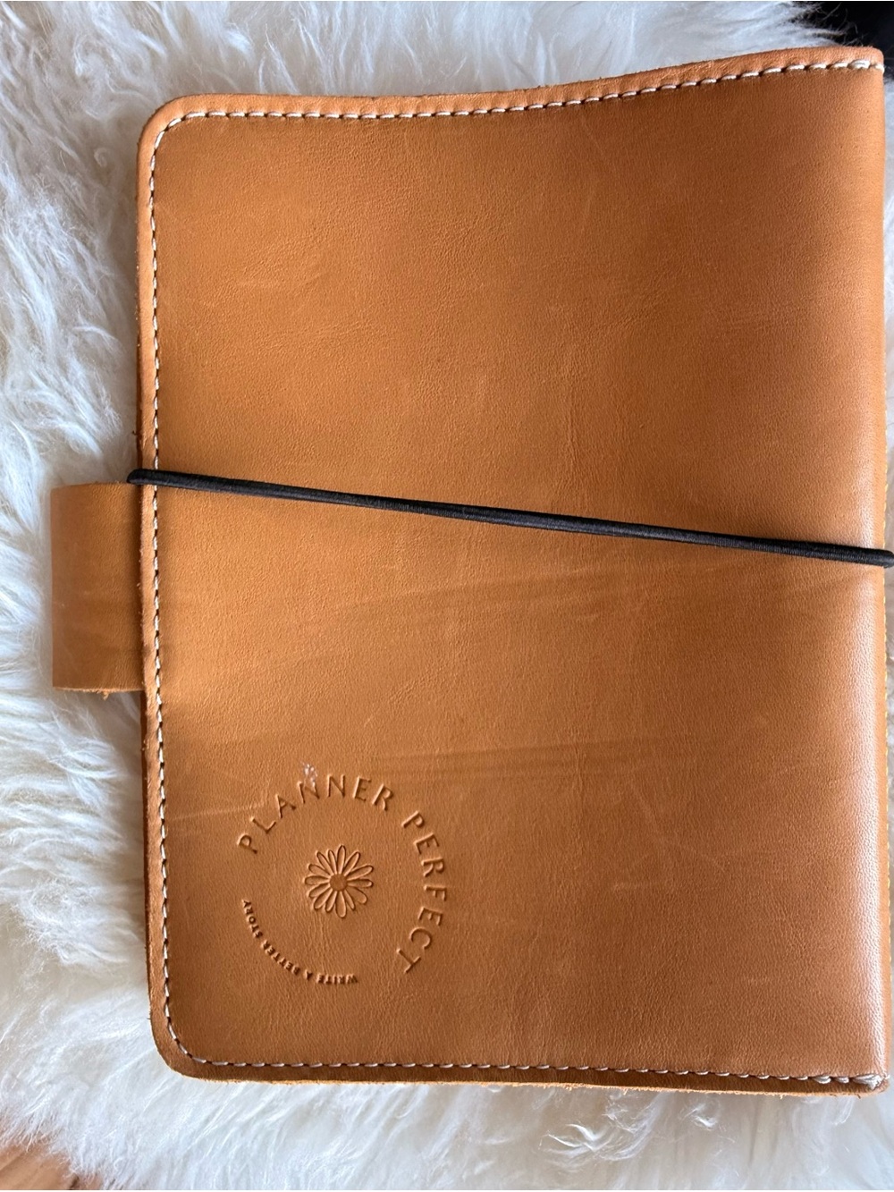 Tan Leather Journal Cover with Elastic Closure